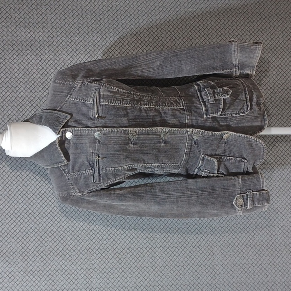 Worn Jeans size XS Corderoy Grey Button Up jacket Stretch Jacket Coat Bl…